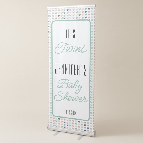 Its Twins Modern Geometric Twins Baby Shower   Retractable Banner