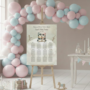 Its Twins Penguin Baby Shower Seating Chart sign 