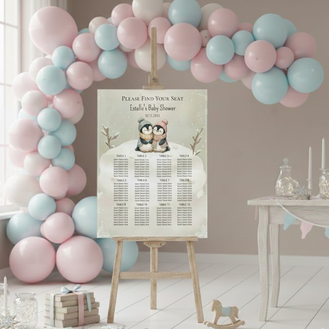 Its Twins Penguin Baby Shower Seating Chart sign  (Creator Uploaded)