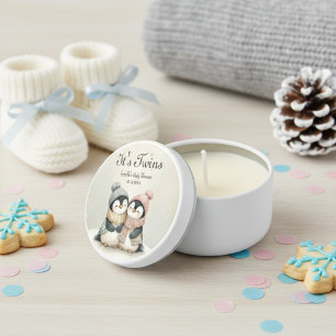 Its Twins Penguin Baby Shower Theme Neutral Mini Candle Favors