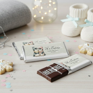 It's Twins Penguin snow Baby Shower  Hershey Bar Favors