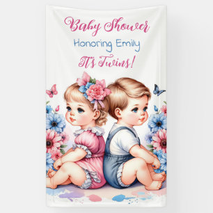It's Twins! Personalized Baby Shower  Banner