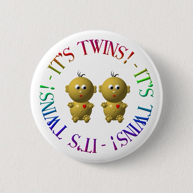 It's twins! pinback button (Front)