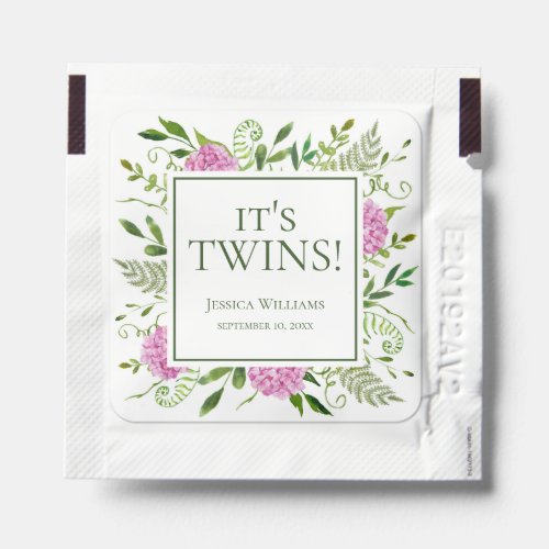 Its Twins Pink Hydrangeas Floral Baby Shower Hand Sanitizer Packet