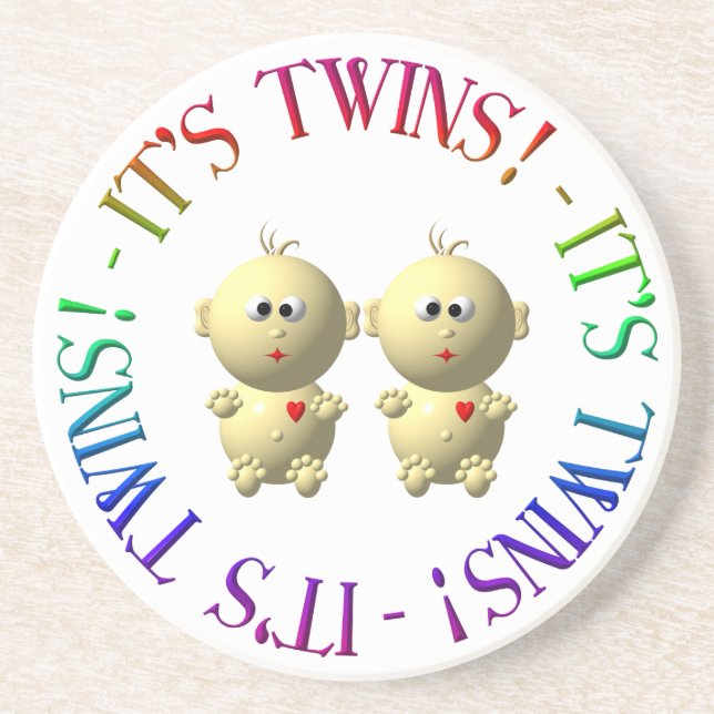 It's twins! sandstone coaster (Front)