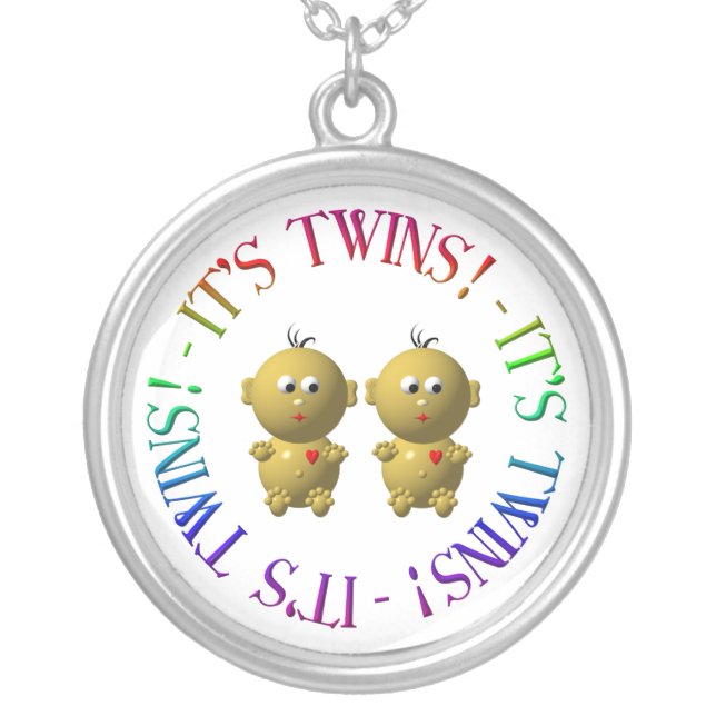 It's twins! silver plated necklace (Front)