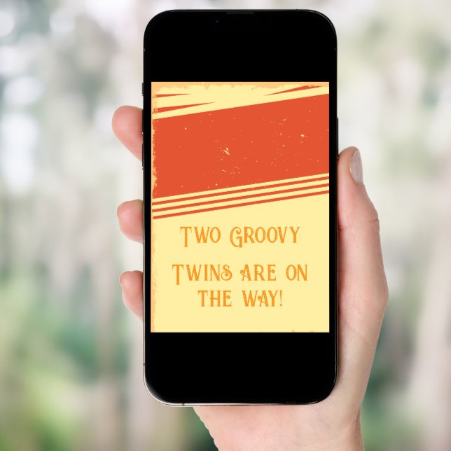 It's Twins! Two Groovy Pregnancy Announcement (Front Digital)