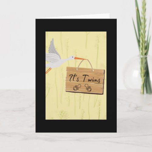 Its twins with stork for twins boy and girl _ card