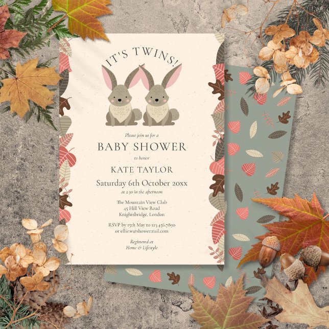 Its Twins Woodland Animals Baby Shower Sprinkle Invitation (Its Twins Woodland Animals Baby Shower Sprinkle Invitation)