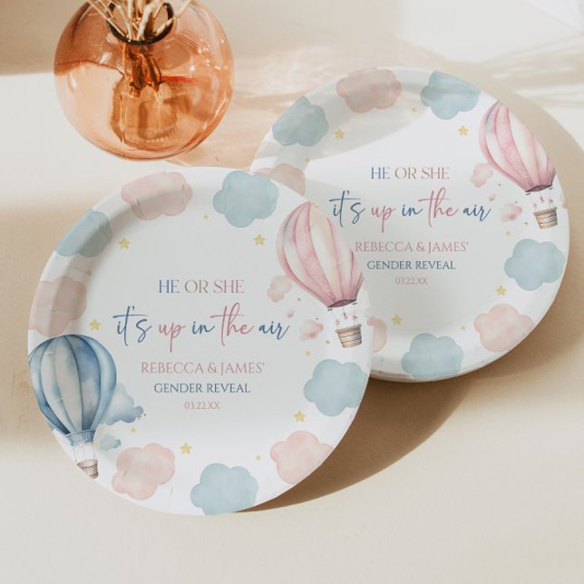 It's Up In The Air Hot Air Balloon Gender Reveal Paper Plates (Creator Uploaded)