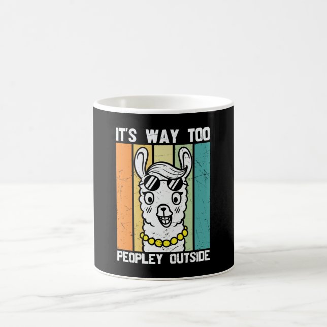 Its Way Too Peopley Outside Cute Llama Coffee Mug (Center)