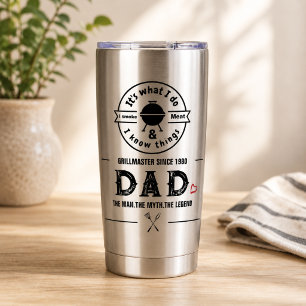 It's What I Do I Smoke Meat Funny Dad BBQ Heart Insulated Tumbler