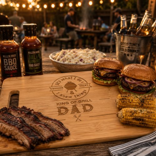 It's What I Do I Smoke Meat Funny Dad King Engraved Cutting Board