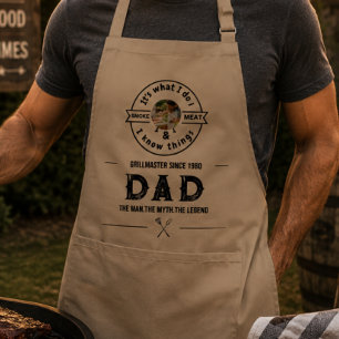 It's What I Do I Smoke Meat Funny Dad Photo Adult Apron