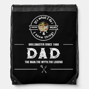 It's What I Do I Smoke Meat Funny Dad Photo Drawstring Bag
