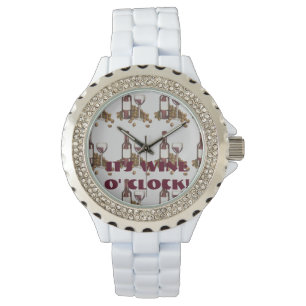 It's Wine o' Clock Red Merlot Bottle Glass Watch
