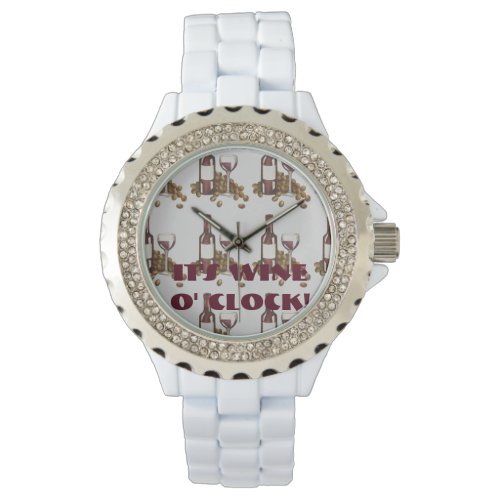 Its Wine o Clock Red Merlot Bottle Glass Watch