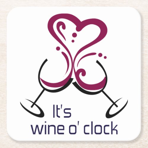 Its Wine O Clock Square Paper Coaster