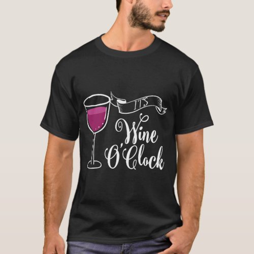 ItS Wine OClock Funny Drinking Time Cute Red Whi T_Shirt