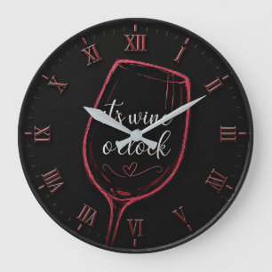 It's Wine O'Clock Modern Minimalist Large Clock