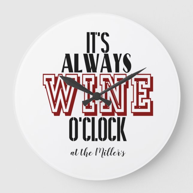 It's Wine o'clock personalised clock (Front)