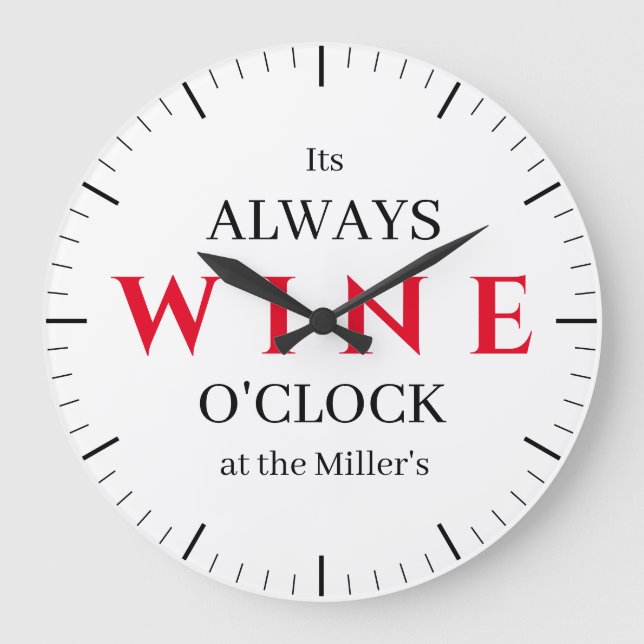 It's Wine O'Clock Wall Clock | Funny Wine Bar  (Front)