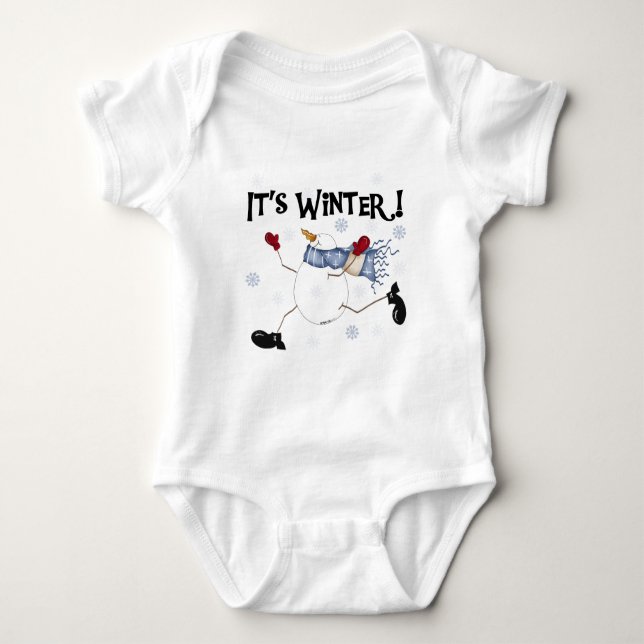 It's  Winter Snowman Holidays Baby Bodysuit (Front)
