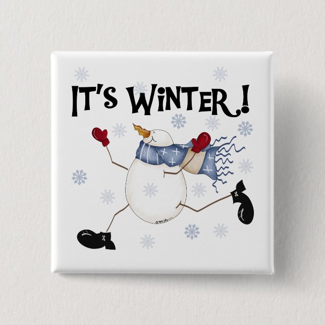 It's  Winter Snowman Holidays Pinback Button (Front)