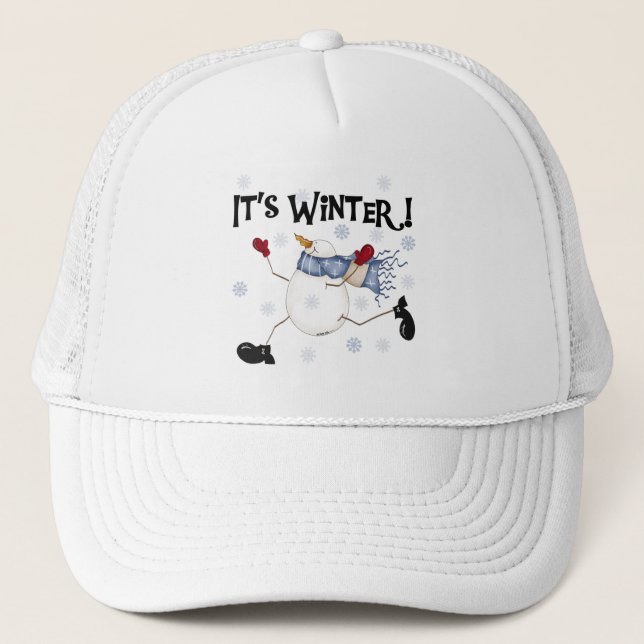 It's  Winter Snowman Holidays Trucker Hat (Front)