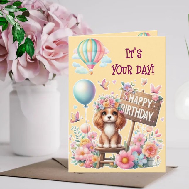 It's your day! Happy Birthday Cute Puppy Card (Creator Uploaded)