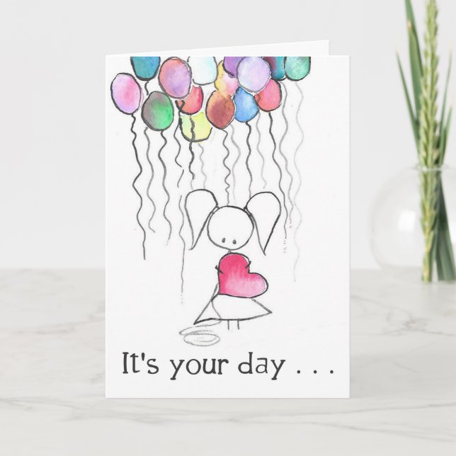 It's Your Day Watercolor Balloons Birthday Card (Front)
