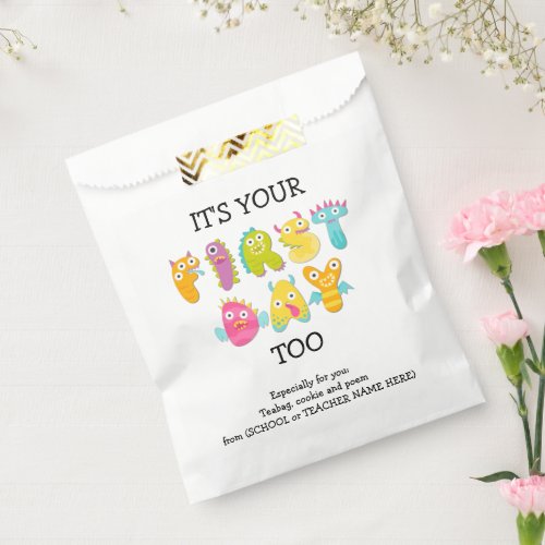 ITS YOUR FIRST DAY TOO Parent Favor Bag