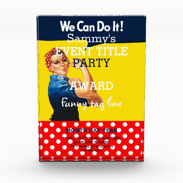It's Your Party Personalized Awards Rosie Style (Front)