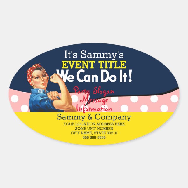 It's Your Personalized Rosie Party Supply Oval Sticker (Front)