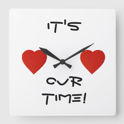 Its Your Time Red Heart Chic Wall Clock Square Wall Clock
