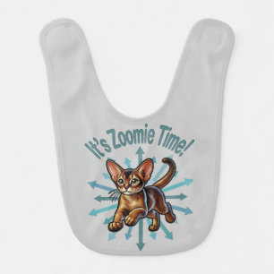 It's Zoomie Time Abyssinian Cat Baby Bib