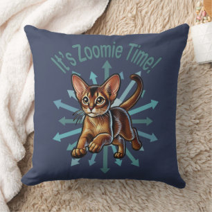 It's Zoomie Time Abyssinian Cat Throw Pillow