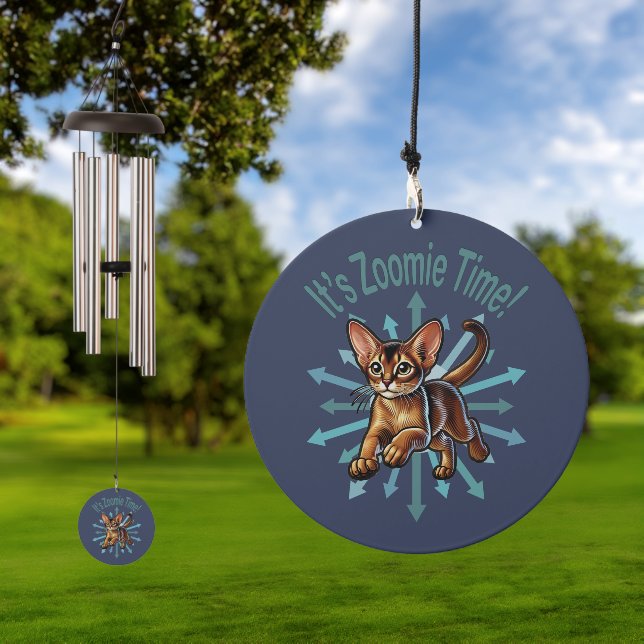It's Zoomie Time Abyssinian Cat Wind Chime (Outdoor)