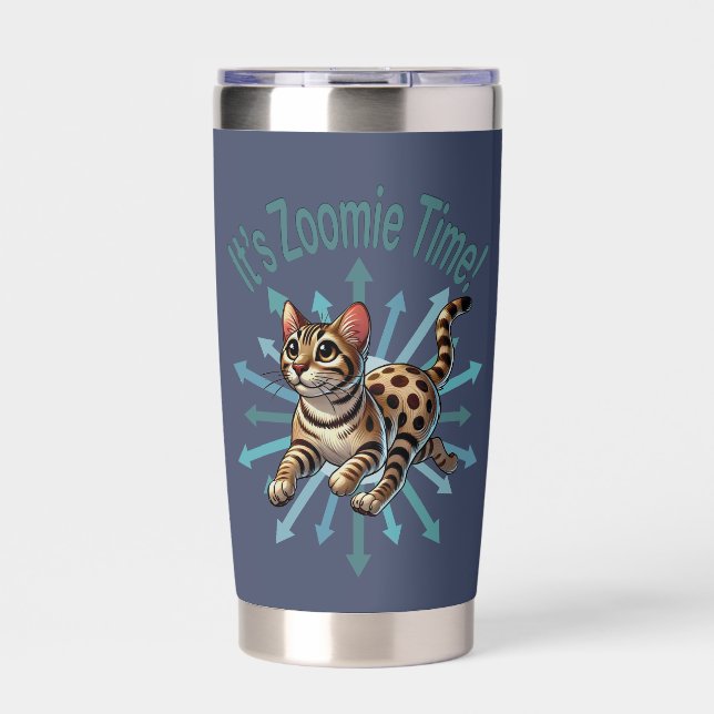It's Zoomie Time Bengal Cat Insulated Tumbler (Front)