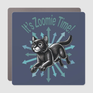 It's Zoomie Time Black Cat Car Magnet