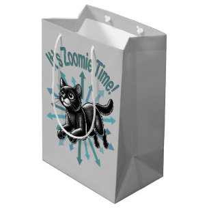 It's Zoomie Time Black Cat Medium Gift Bag