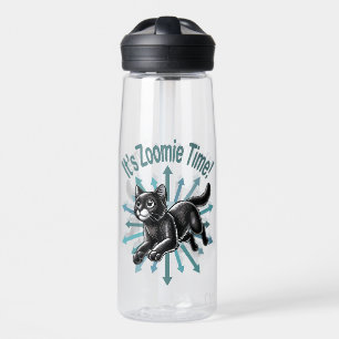 It's Zoomie Time Black Cat Water Bottle