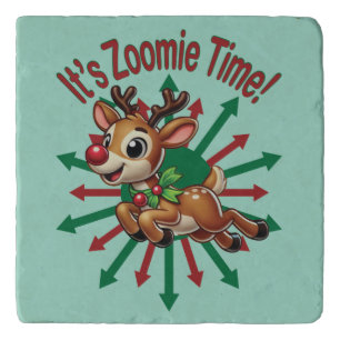 "It's Zoomie Time! Christmas Reindeer Trivet