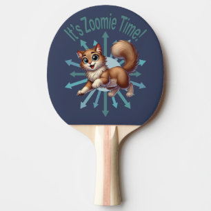 It's Zoomie Time Cute Brown & White Cat Ping Pong Paddle