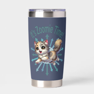 It's Zoomie Time Cute Tricolor Cat Insulated Tumbler