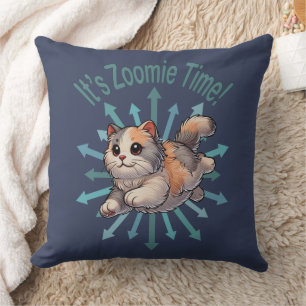 It's Zoomie Time Dilute Calico Cat Throw Pillow