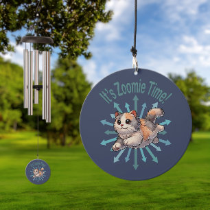 It's Zoomie Time Dilute Calico Cat Wind Chime