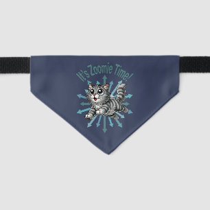 It's Zoomie Time Gray Tabby Cat Pet Bandana Collar