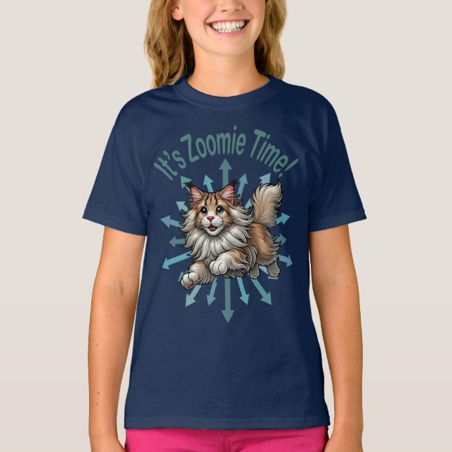 It's Zoomie Time Maine Coon Cat T-Shirt (Front)