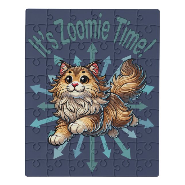 It's Zoomie Time Norwegian Forest Cat Jigsaw Puzzle (Puzzle Vertical)